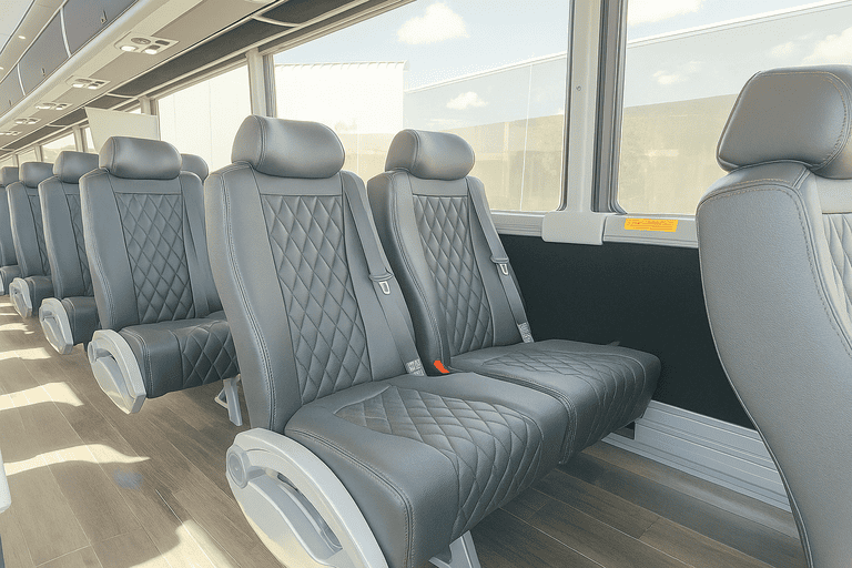 interior of Janesville Coach Bus Service charter bus